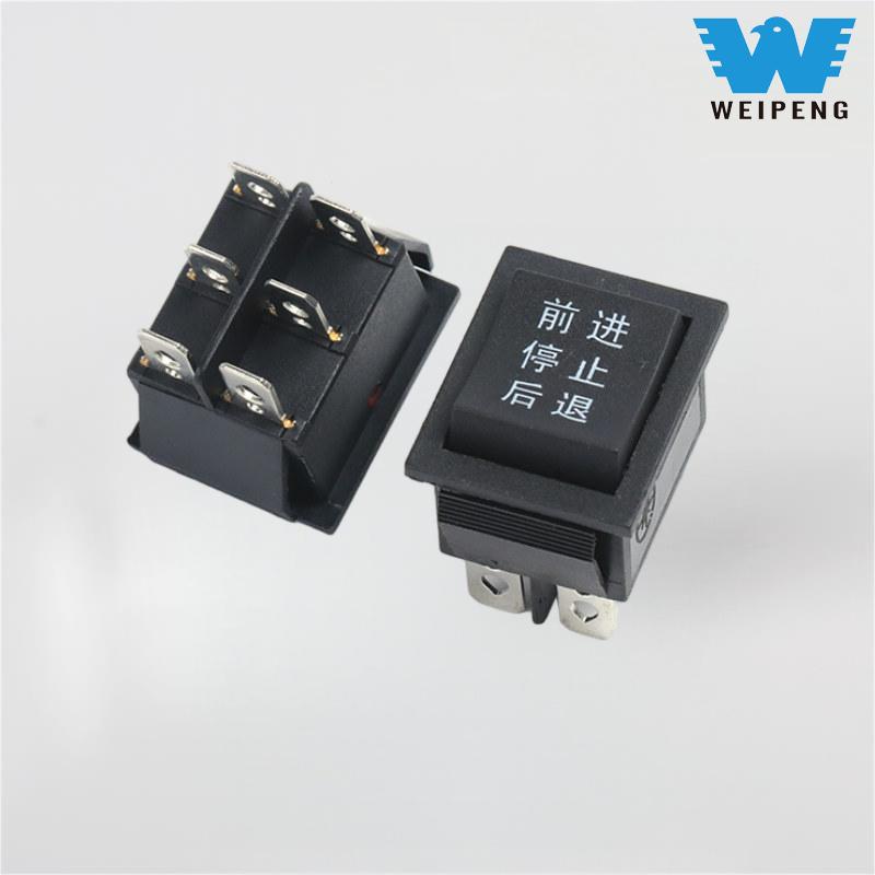 KCD4 Svart 31*25 mm 6-stift 3-läges 16A 250V vippbrytare