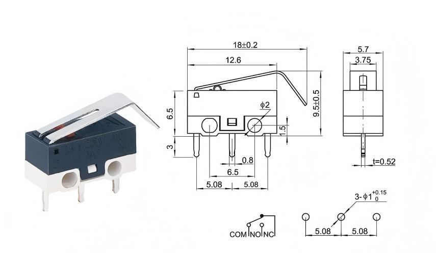 Silver DOT Curved Handle Mus Switch