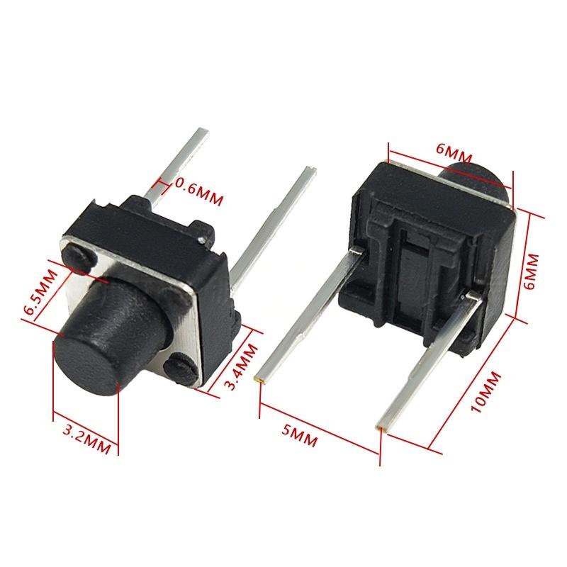 Two-Pin 6*6*6,5 Micro-Motion Vertical Taktil Push Button Switch