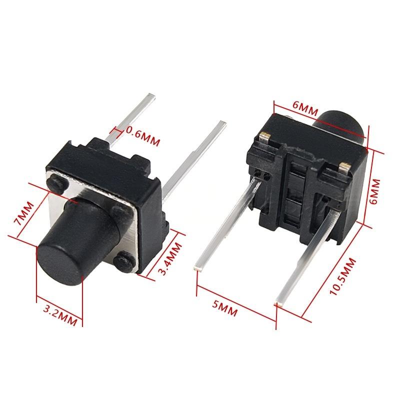 Two-Pin 6*6*7 Micro-Motion Vertical Taktil Push Button Switch